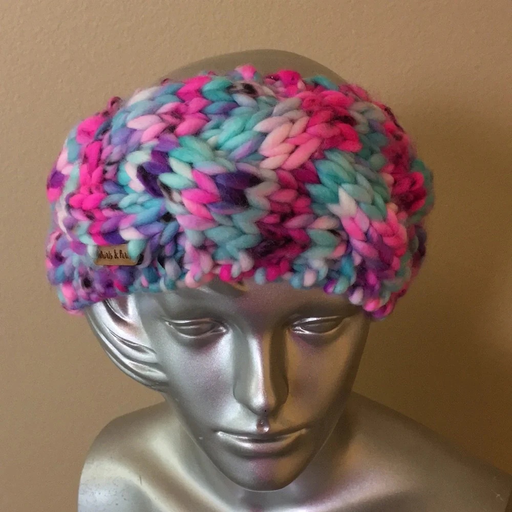Hand Knit Women's Ear Warmer Headband Merino Wool